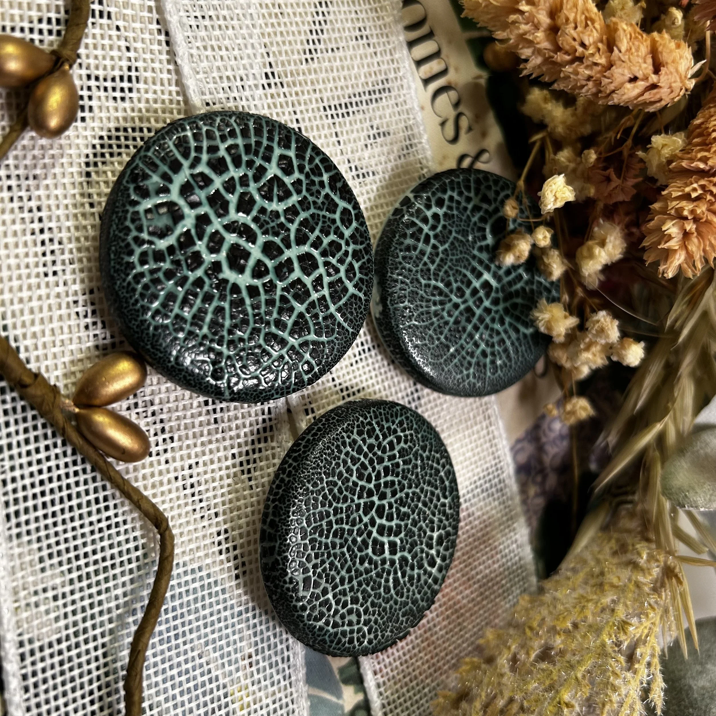 Circular Ceramic Magnets ( teal/cobblestone )