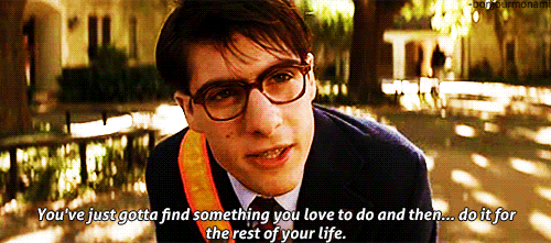 Man wearing glasses speaking during a movie scene
