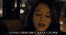 Woman singing along to music