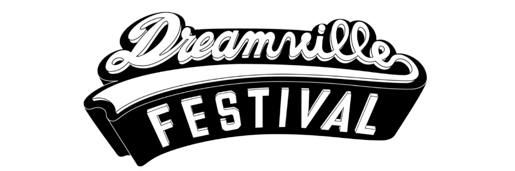 Logo for Dreamville Festival with stylized white and black text.