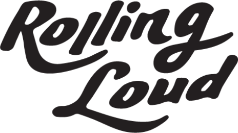 Text that says "Rolling Loud" in stylized black font on a transparent background.