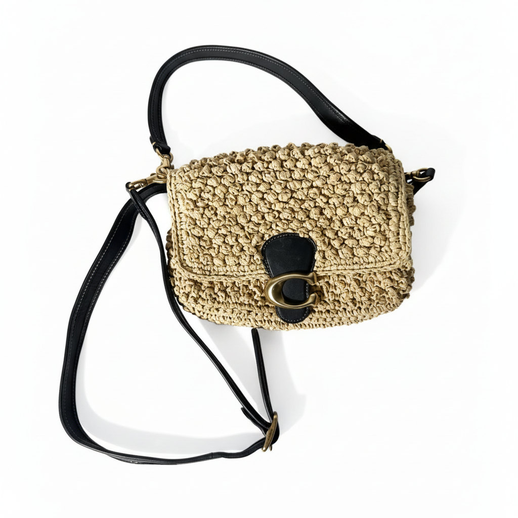 Coach Woven Straw Tabby Shoulder Bag