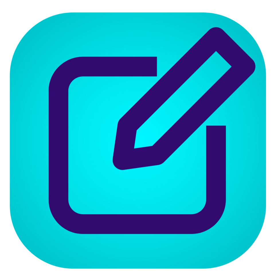 Icon of a pencil writing inside a square, representing editing or creating.