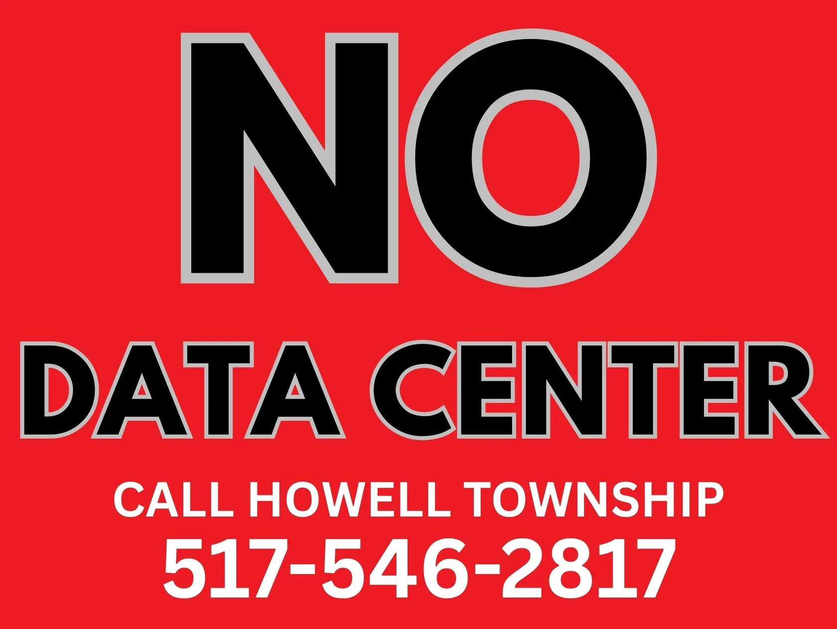 NO DATA CENTER YARD SIGN (RED) DOUBLE SIDED WITH STAKES