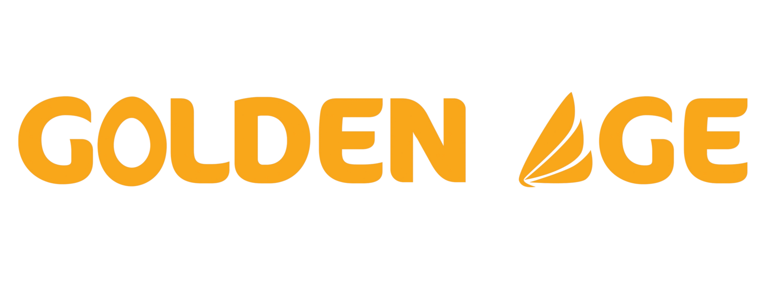 Logo with the text 'GOLDEN AGE' in orange, stylized with a feather element replacing the letter 'A' in 'AGE'.
