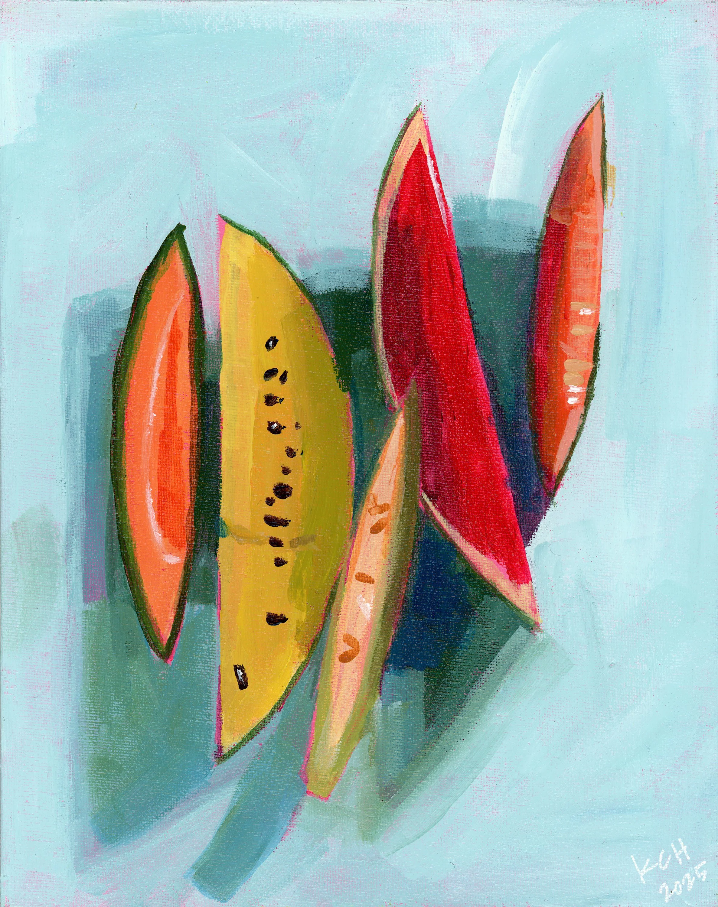 Summer melon · 8x10 · Acrylic on canvas · 2025