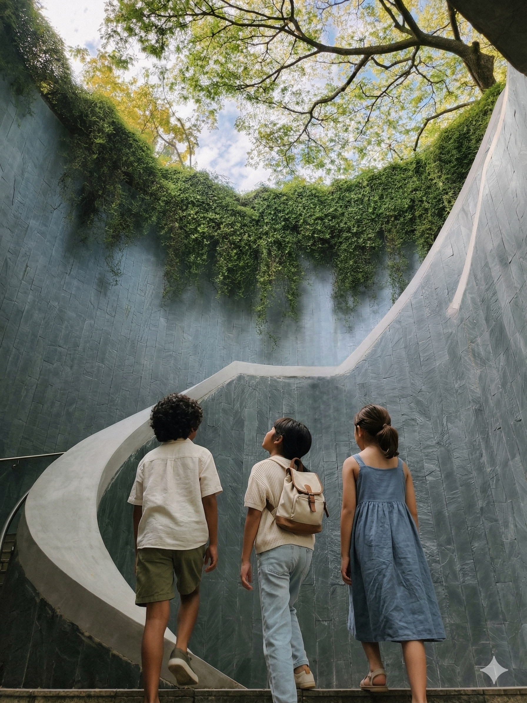 Three children in Fort Canning Tree Tunnel