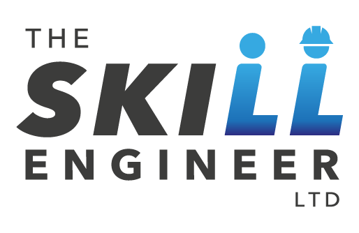 Logo for The Skill Engineer Ltd, with the words 'The Skill Engineer Ltd' and stylized blue letters 'L' with a helmet and construction hat on top.