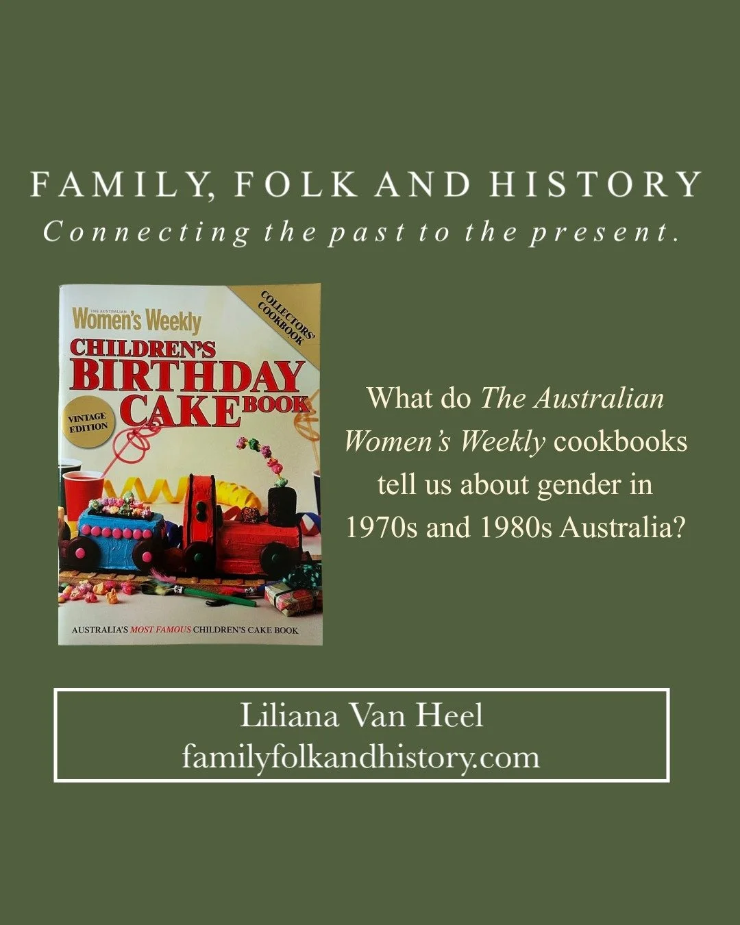 As part of Women&rsquo;s History Month this March, on the Family, Folk and History blog I am sharing my research into the Australian Women&rsquo;s Weekly cookbooks.

The Australian Women&rsquo;s Weekly (AWW) magazine was first published in 1933, and 