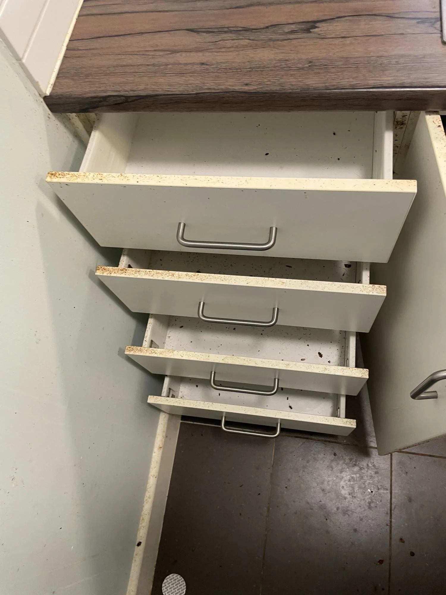 Drawers before deep cleaning by Kat Clean Sydney, NSW