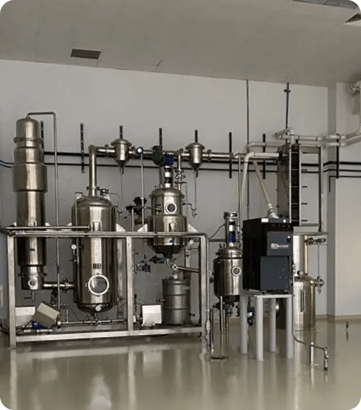 "Stainless steel extraction and distillation system in cleanroom pharmaceutical manufacturing facility