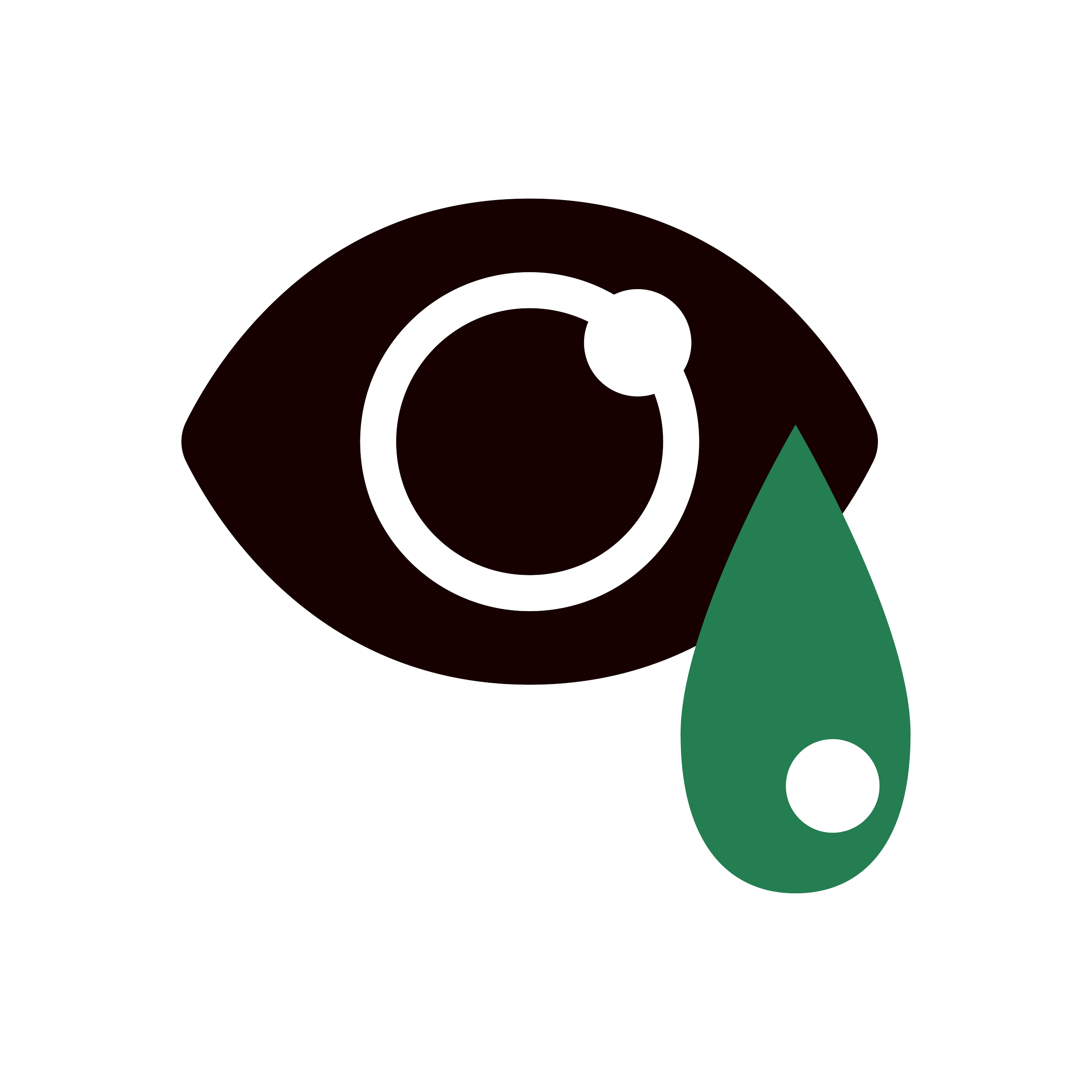 Eye with a drop of eye medication or eye dropper.