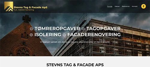 Website til Stevns Tag og Facade ApS lavet i Squarespace