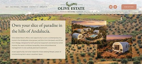 Olive Estate er bygget i Squarespace
