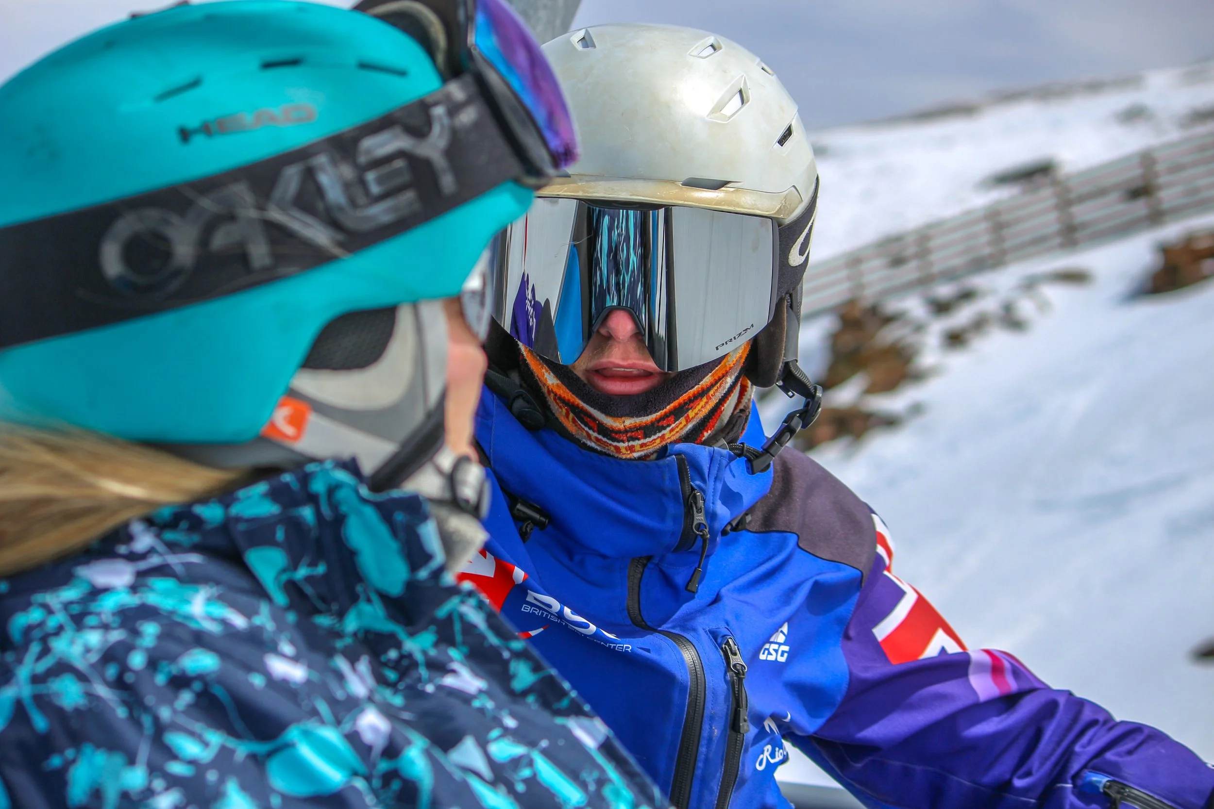 Ski Instructor giving a lesson in english for the British Ski Center in Sierra Nevada