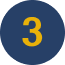 A dark blue circular badge with a yellow number three in the center.