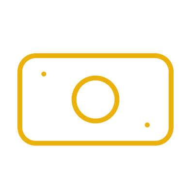 Simple line drawing of a dollar bill with a circle in the center.