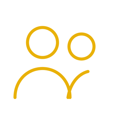 Icon of a person with a smaller child or baby, both outlined in yellow.