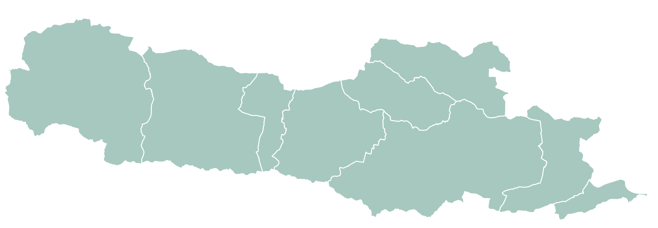 Karte der Follower-Region Hermagor(grün mit weißen Trennstrichen an den Gemeindegrenzen)