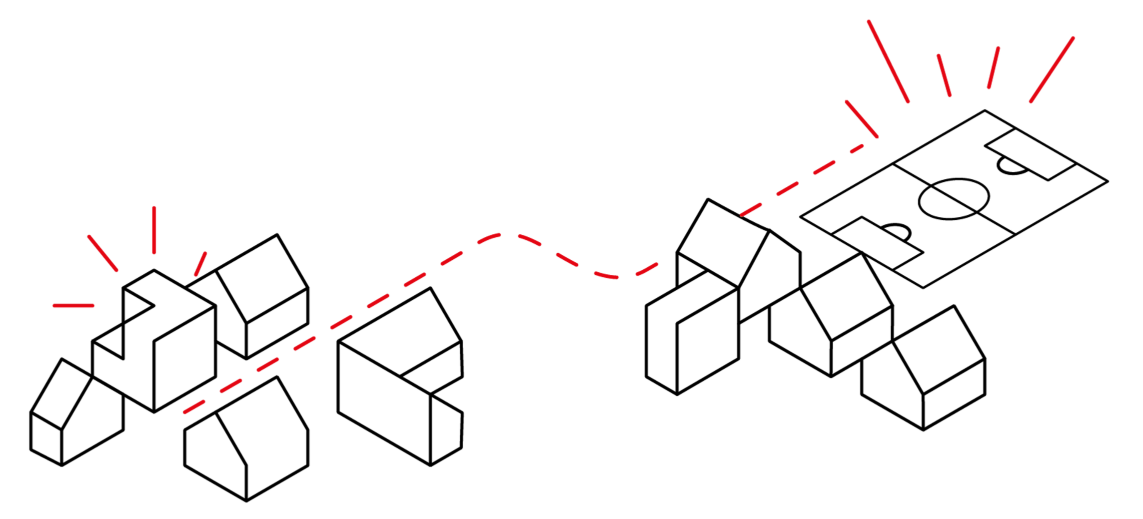 Strichgrafik, die das Szenario "Use-Case 1: Orts- bzw. Gäste-Shuttle" illustriert