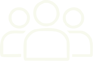 Silhouette of three people representing a group or team.