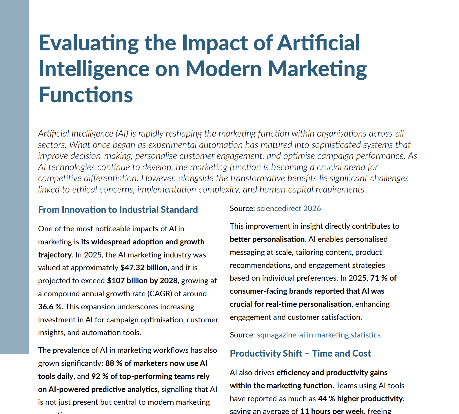Evaluating the Impact of AI on Modern Marketing Functions