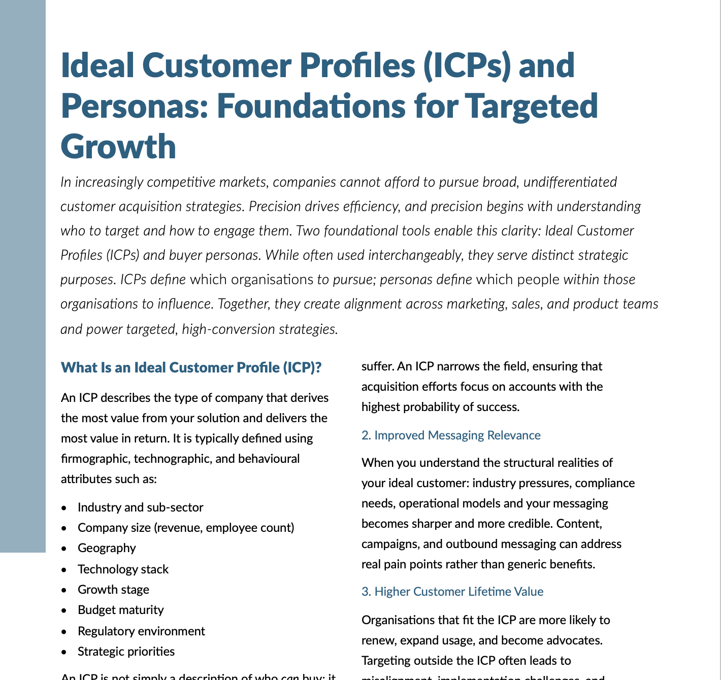 Ideal Customer Profiles and Personas