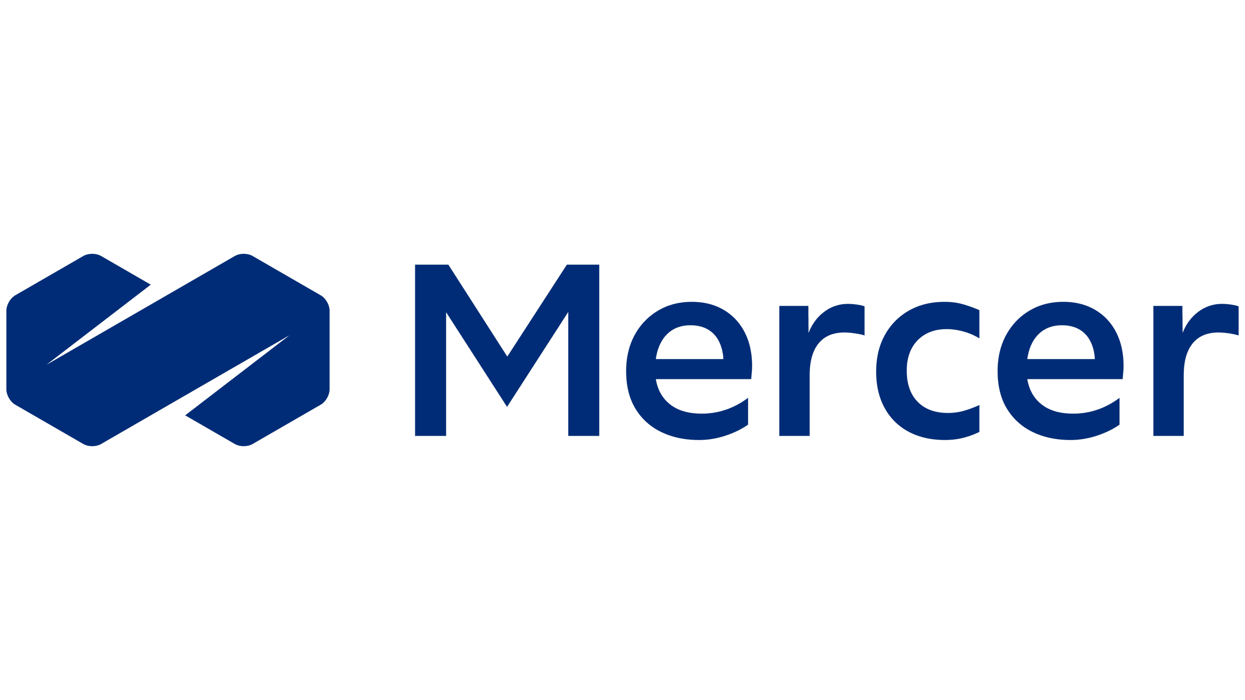 Mercer logo with blue geometric shape and word 'Mercer' in blue text.