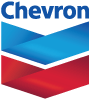 Chevron logo with a blue, white, and red chevron design