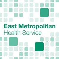 Logo of East Metropolitan Health Service with abstract green and teal squares.