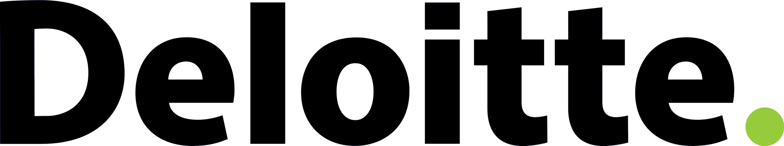 The logo of Deloitte with the company's name in black lowercase letters and a green dot at the end.