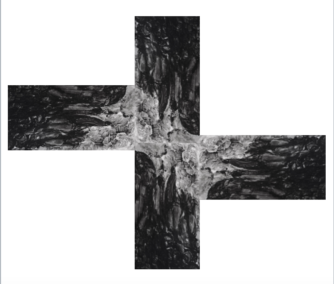 Installation 4 planches: 300x390cm, tirage Jet d'encre sur papier Canson Aquarelle 