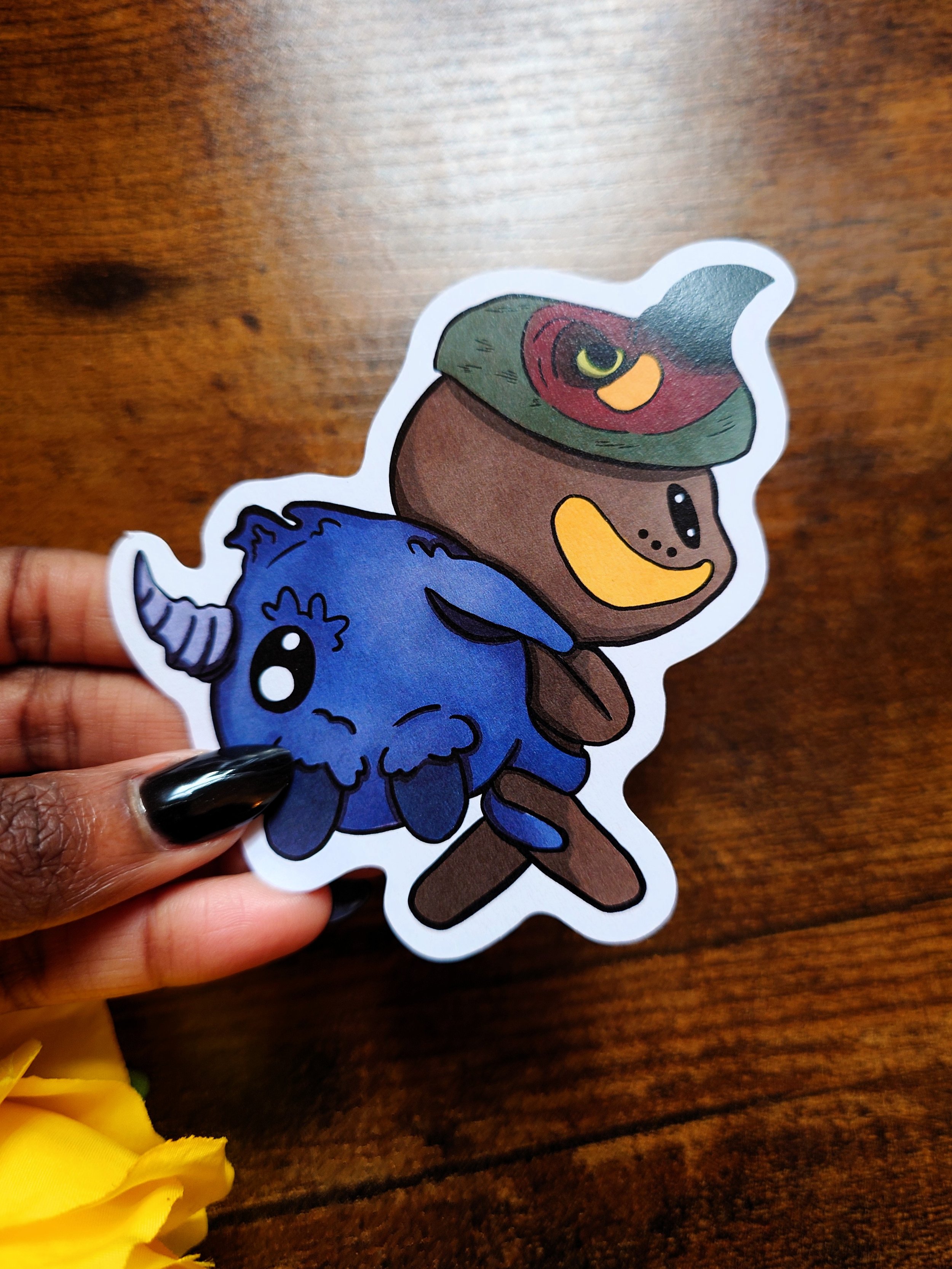 Bird-Masked Chibi Character Die-Cut Sticker – 100x100mm (10cm)