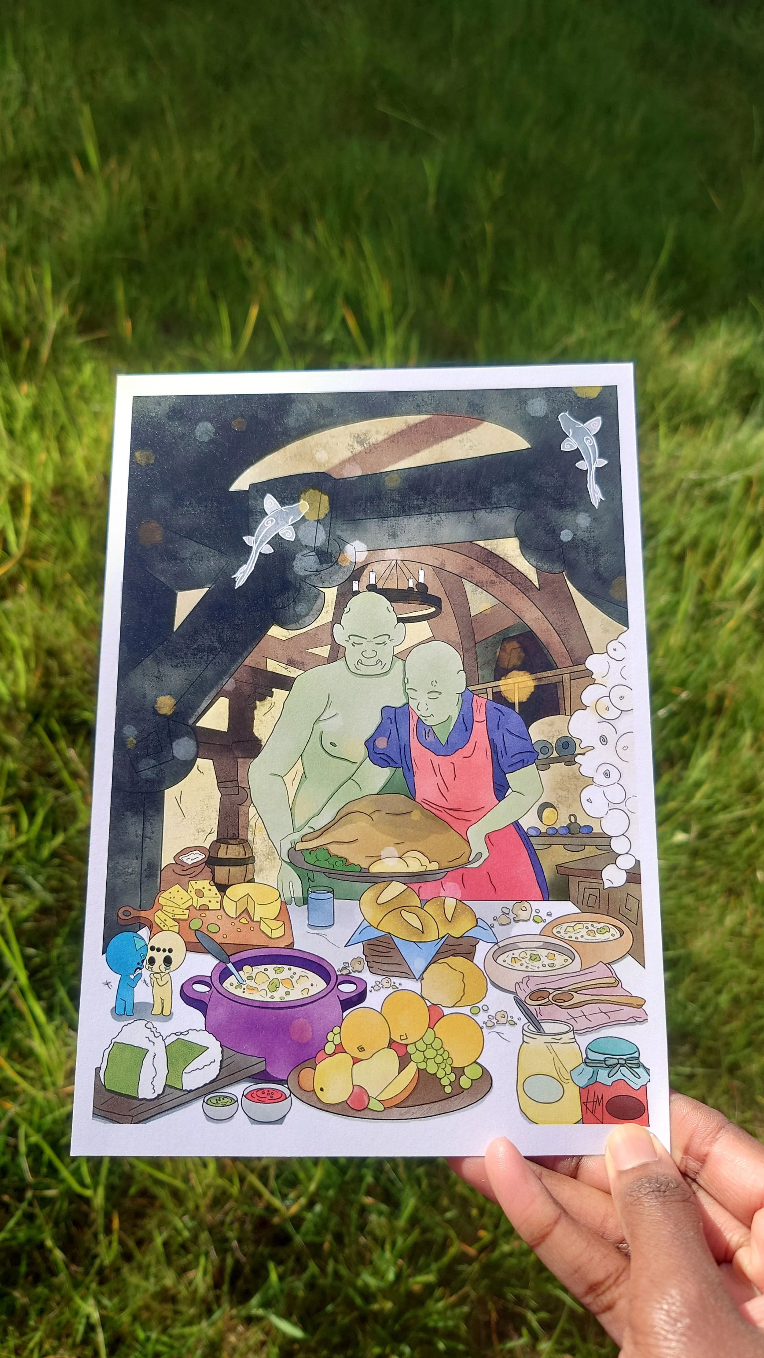 A5 Print of Ogres with Chibi Characters