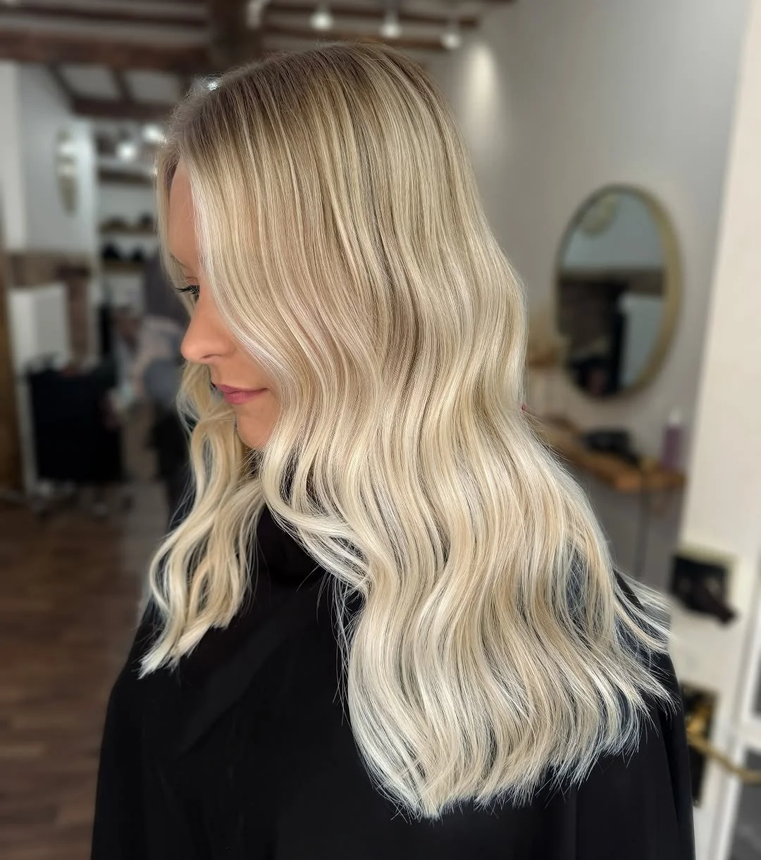 Natural lived-in blonde tones styled by Sophie at Blondee Studio in Bromyard