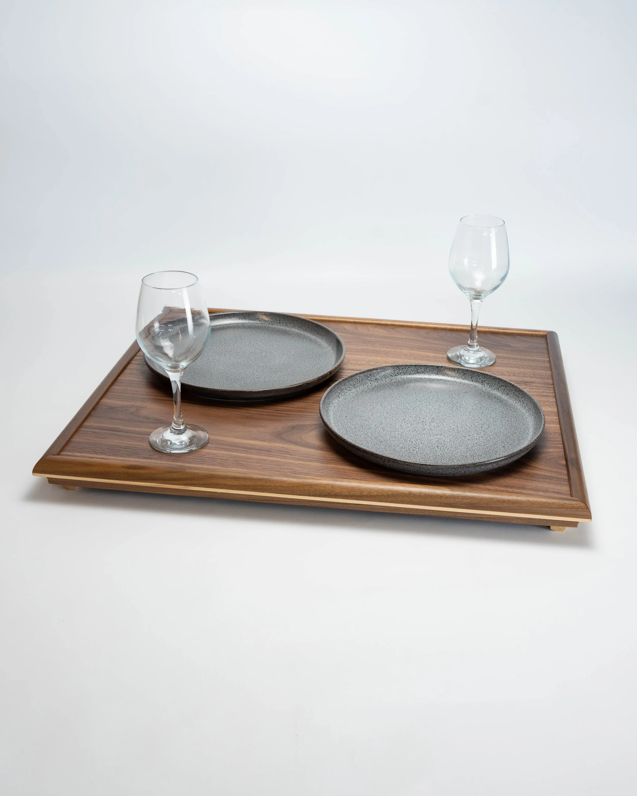 Large Walnut dinner service tray 