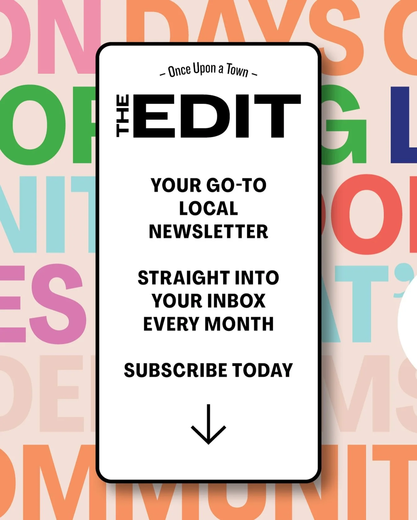 Meet The Edit ⬆️  Your once-a-month round-up of all the good stuff happening on your doorstep - days out, food &amp; drink, local stories, community news and things you&rsquo;ll actually want to do around Epsom &amp; Ewell. 
Straight to your inbox, e
