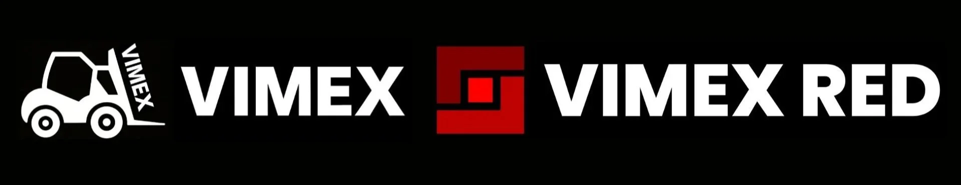 Logo van VIMEX en VIMEX RED met een vorkheftruck en de tekst VIMEX VIMEX RED