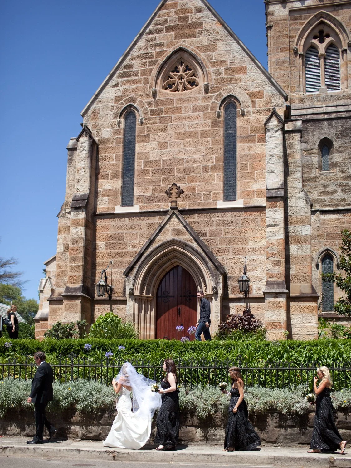 Bridesmaids arriving at St Marks Anglican Church Darling Point