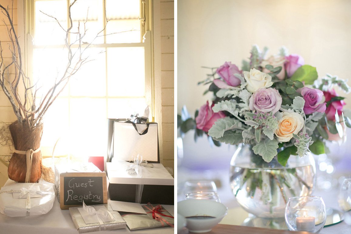 Reception table details and flowers Athol Hall Mosman