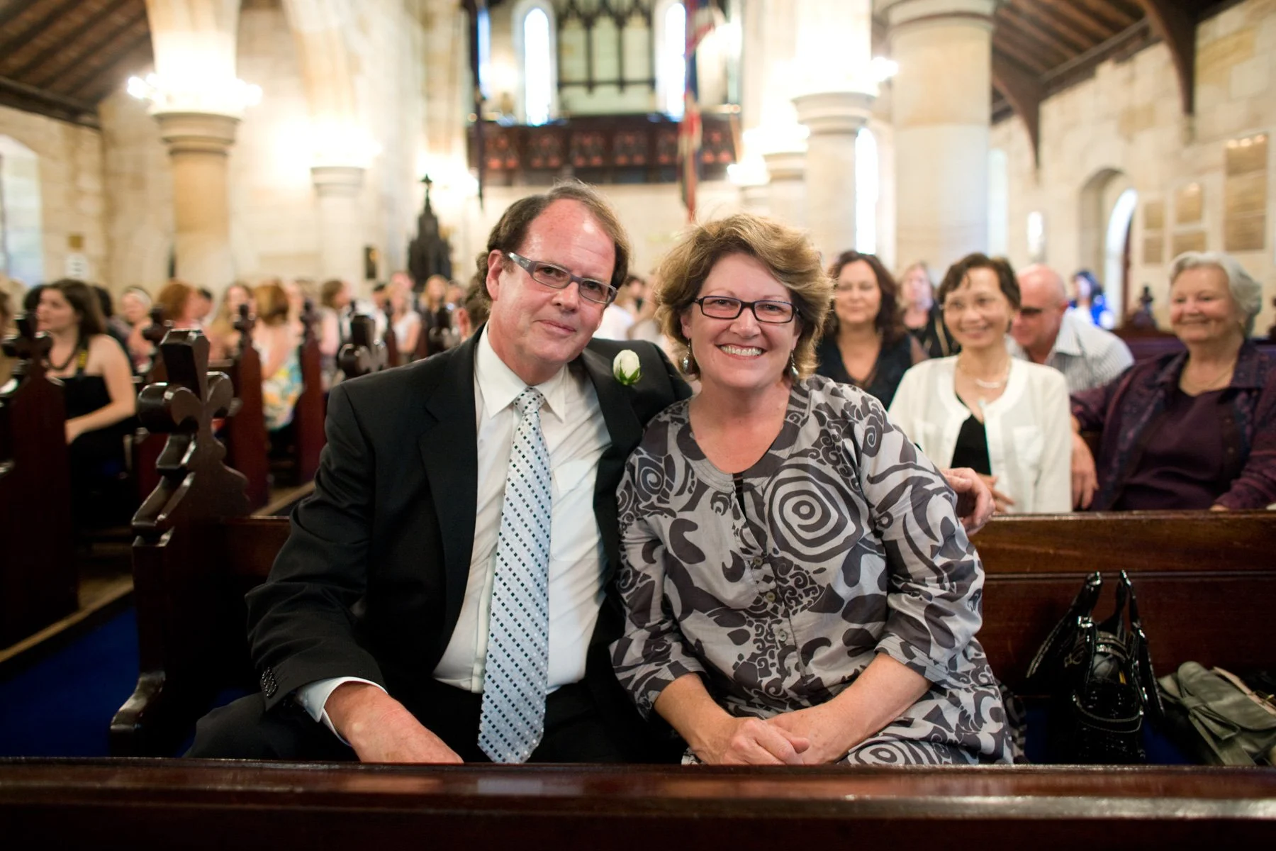 Parents in pew at St Marks Anglican Church Darling Point