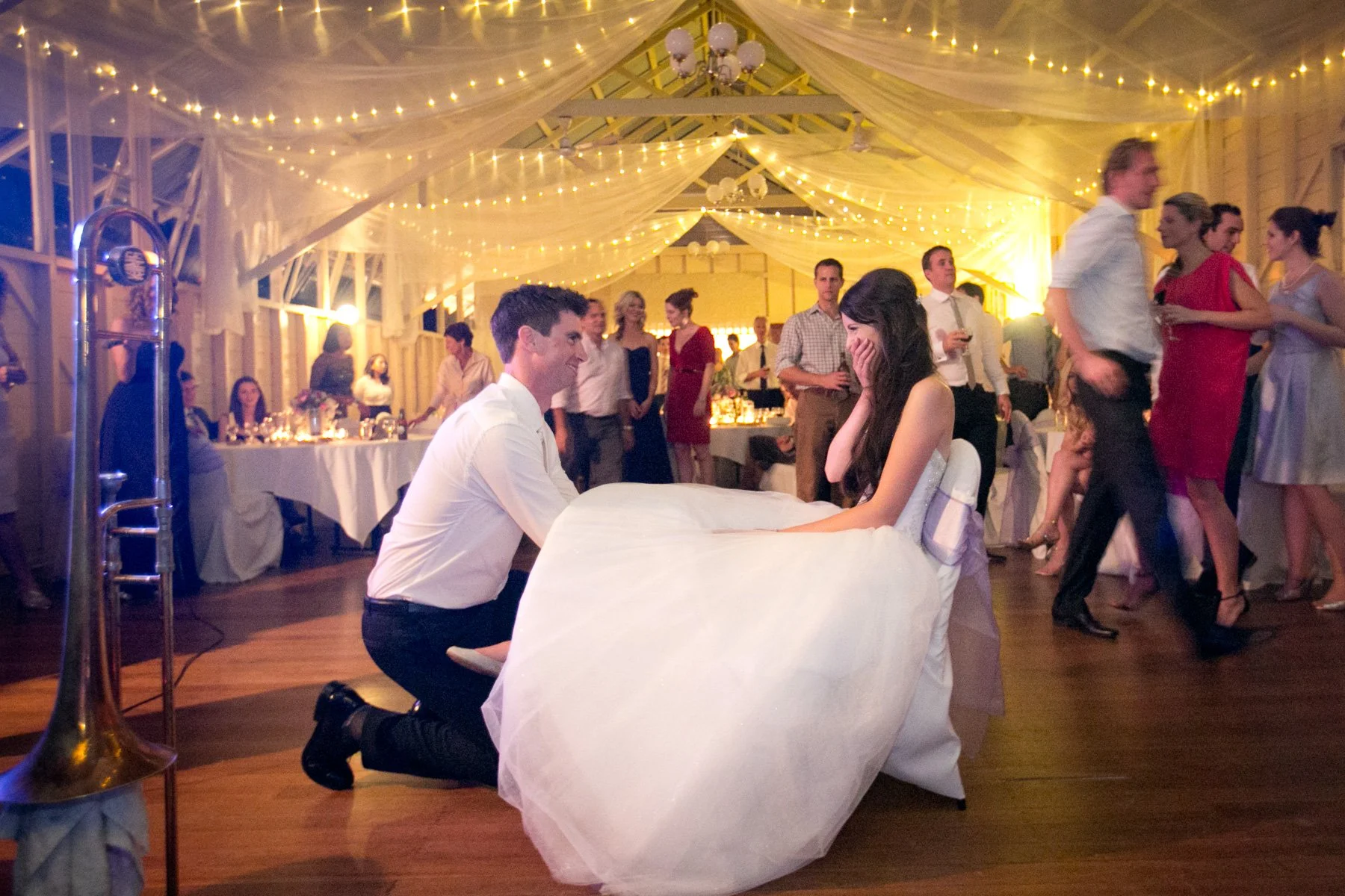 Bride and Groom wedding reception garter game Athol Hall Mosman