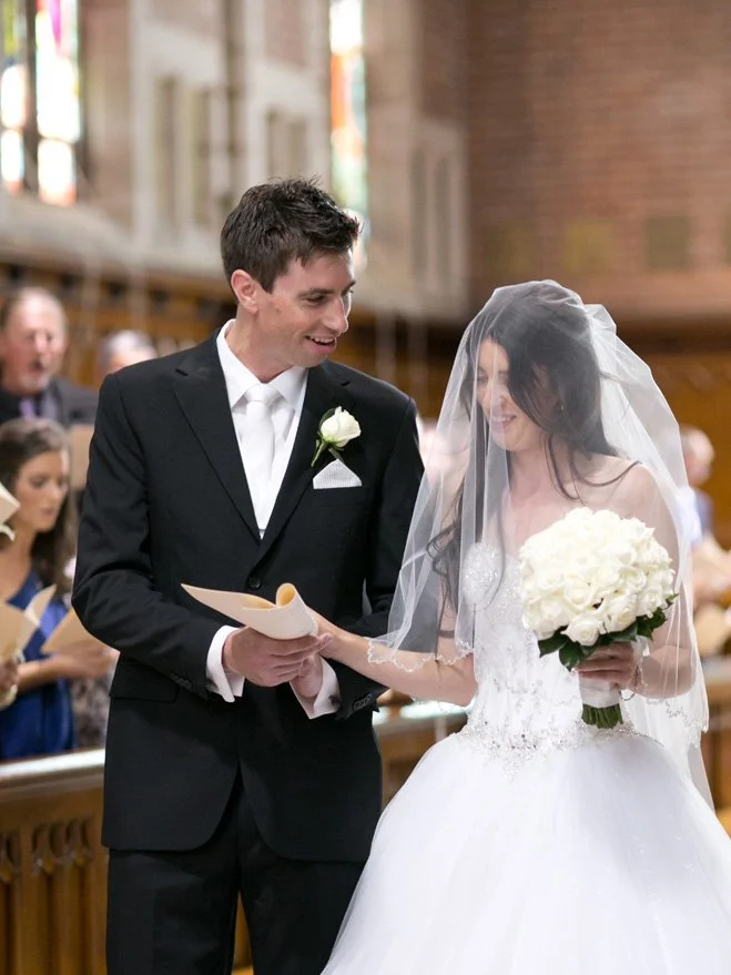 Singing a hymn, Shore School Chapel wedding ceremony, North Sydney