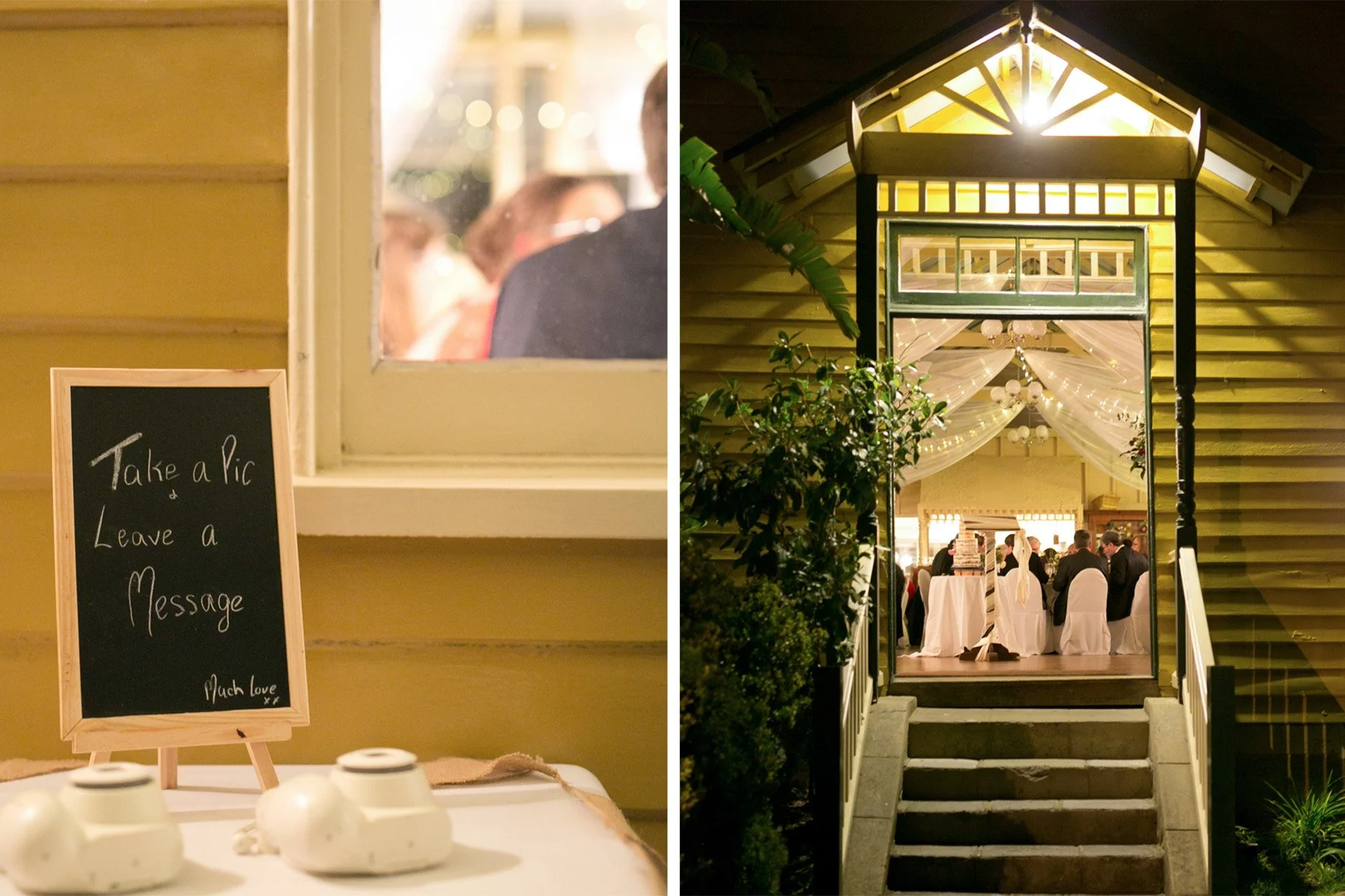 Guest book and take a pic chalkboard sign on the reception table, Athol Hall Mosman