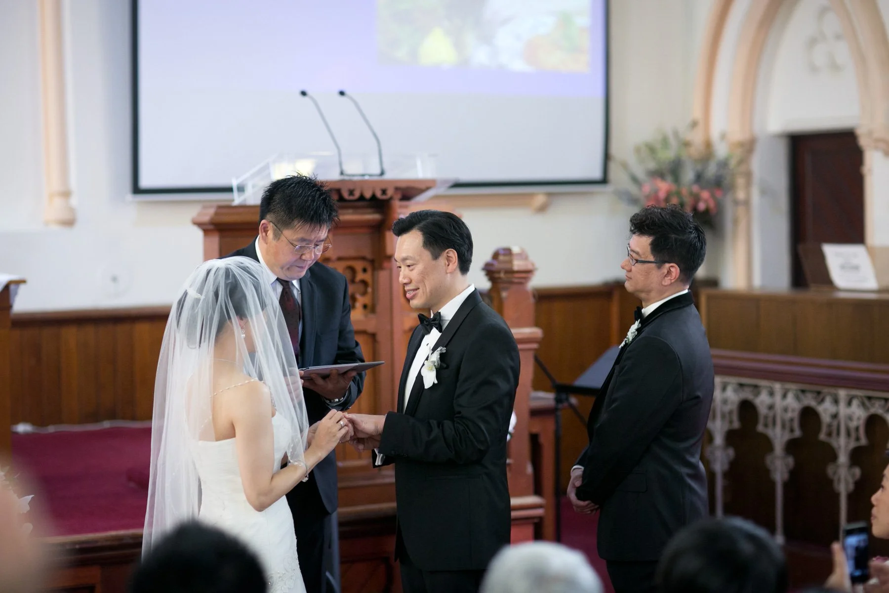 Ring exchange at the altar, Chinese Christian Church Milsons Point