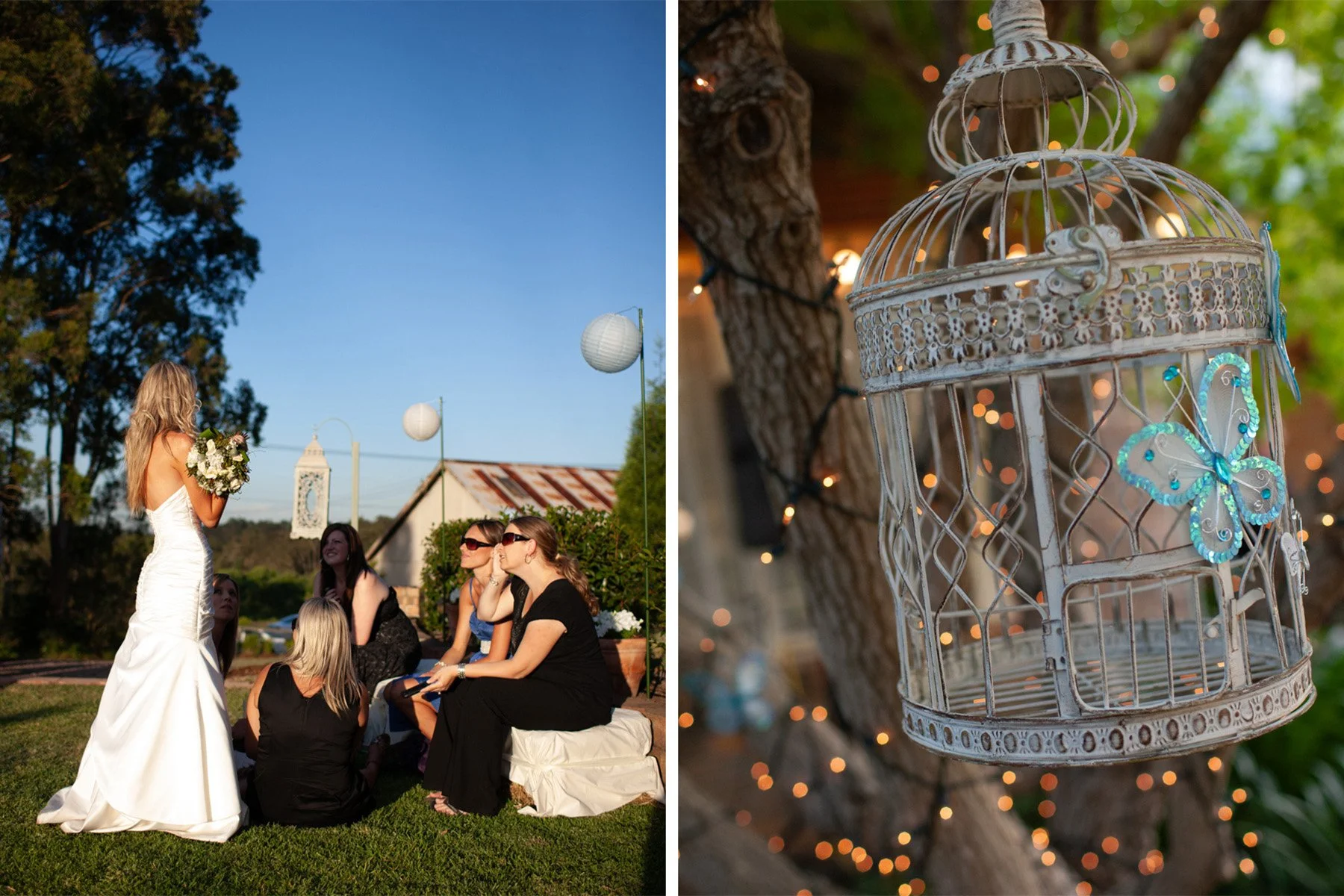 Reception guests mingling details at outdoor garden wedding Sydney