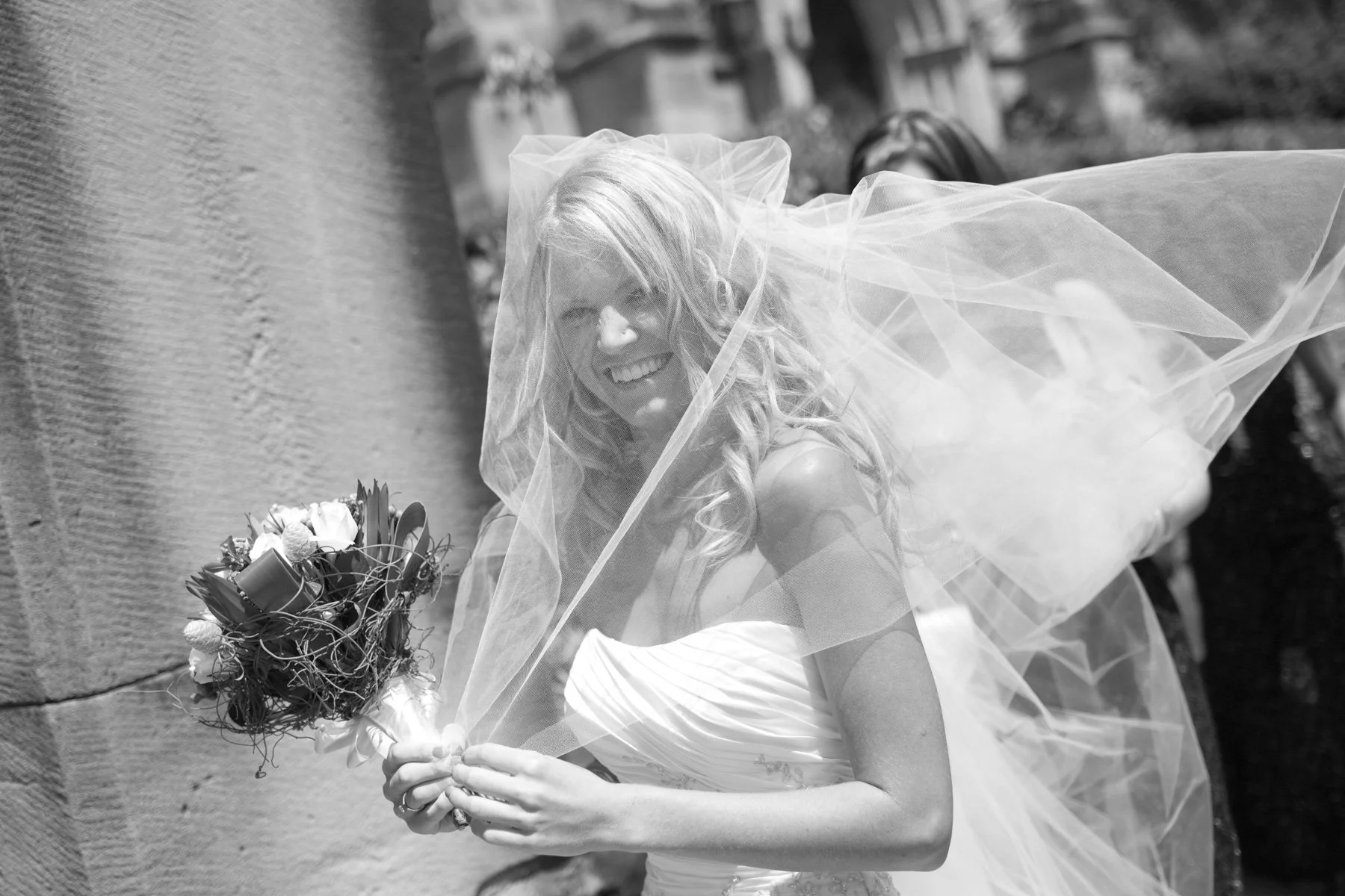 Bride veil portrait at St Marks Anglican Church Darling Point