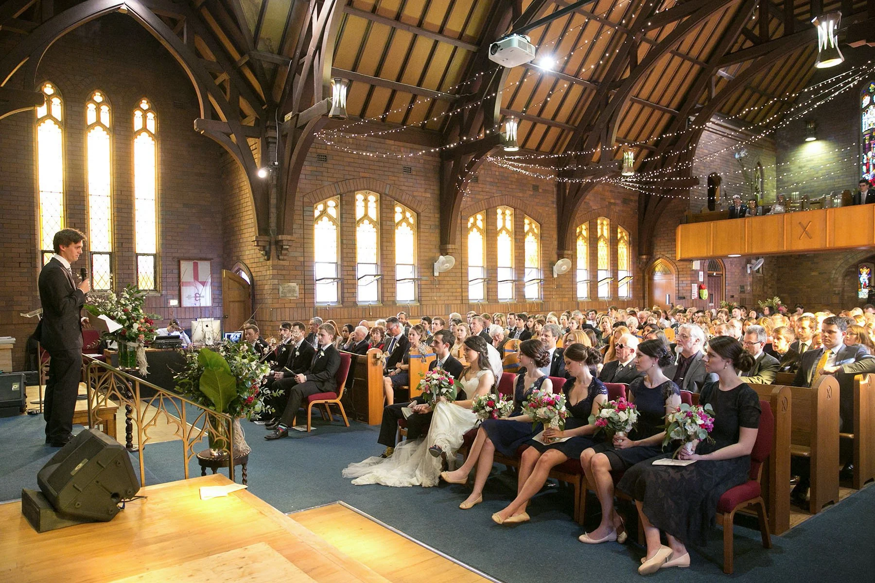 Full church congregation during the wedding ceremony, St Andrews Anglican Church Roseville