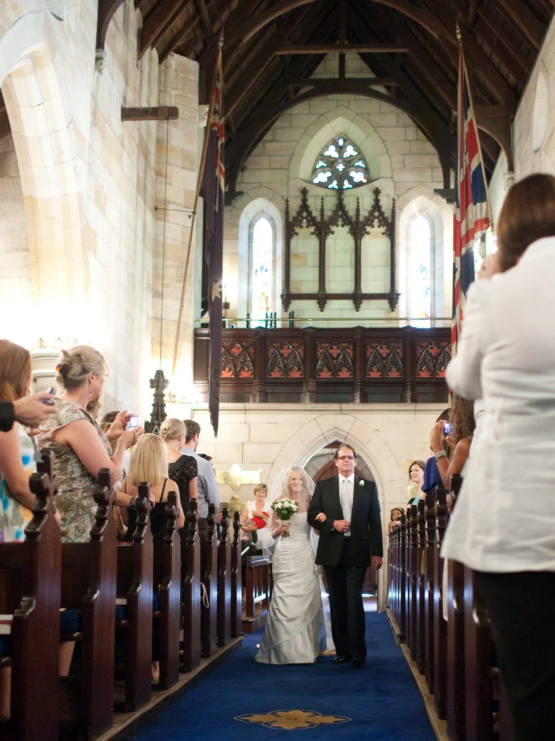 Bride walking the aisle at St Marks Anglican Church Darling Point