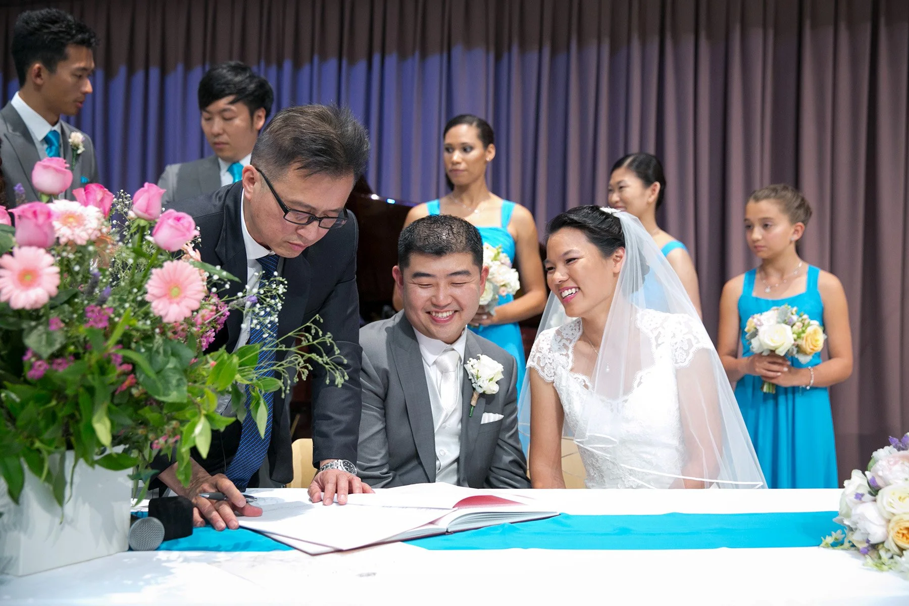 Couple signing marriage register St Barnabas Broadway Ultimo Sydney wedding